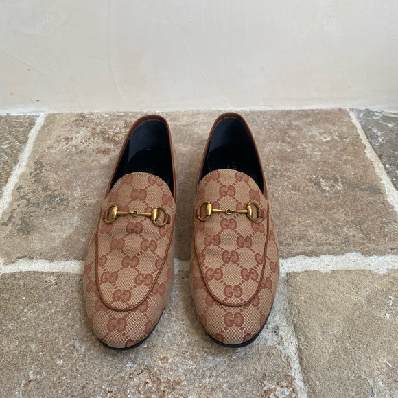 Authentic Gucci Canvas Monogram Jordaan Loafers - Picture 3 of 6